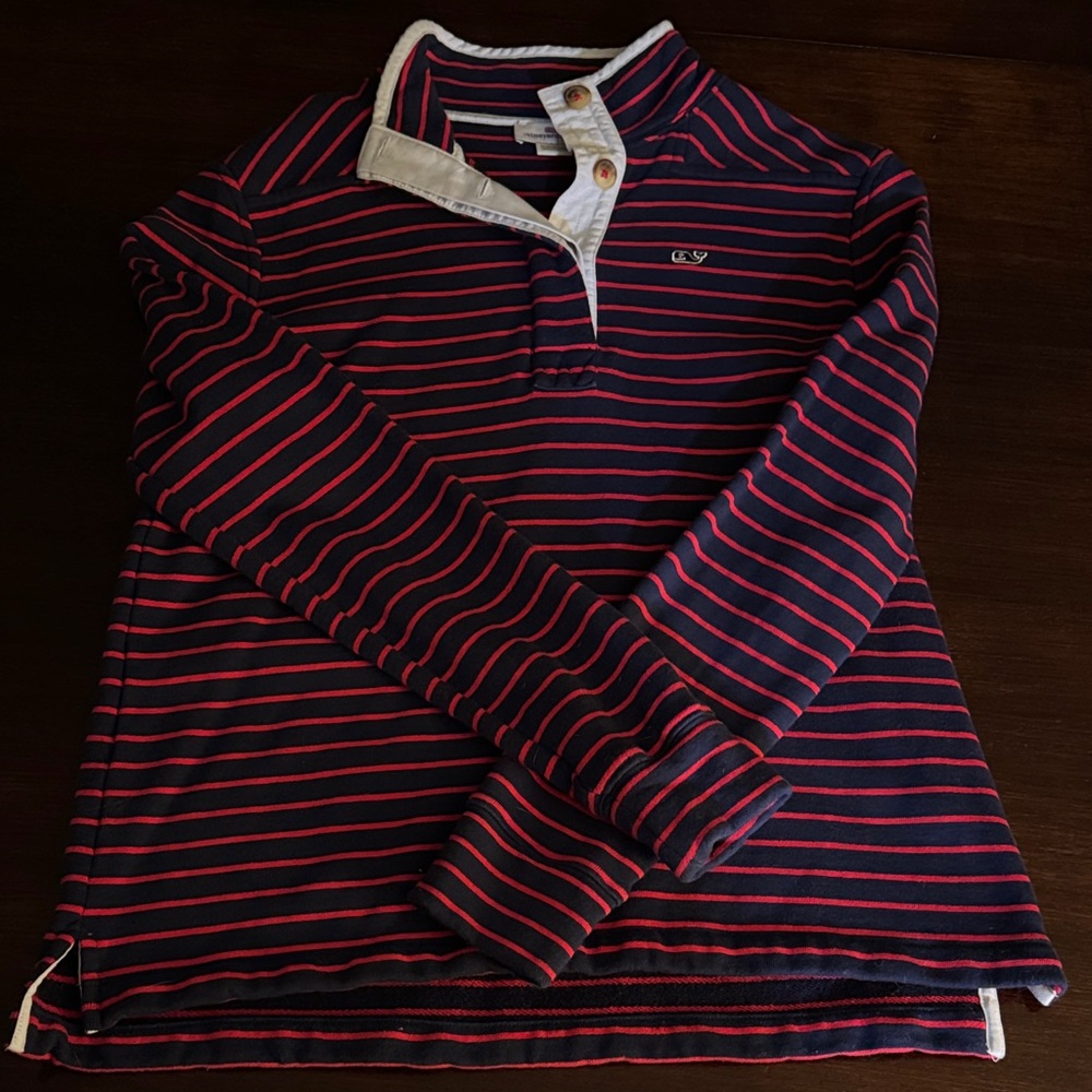 Vineyard Vines Navy and Red Striped sweatshirt Polo